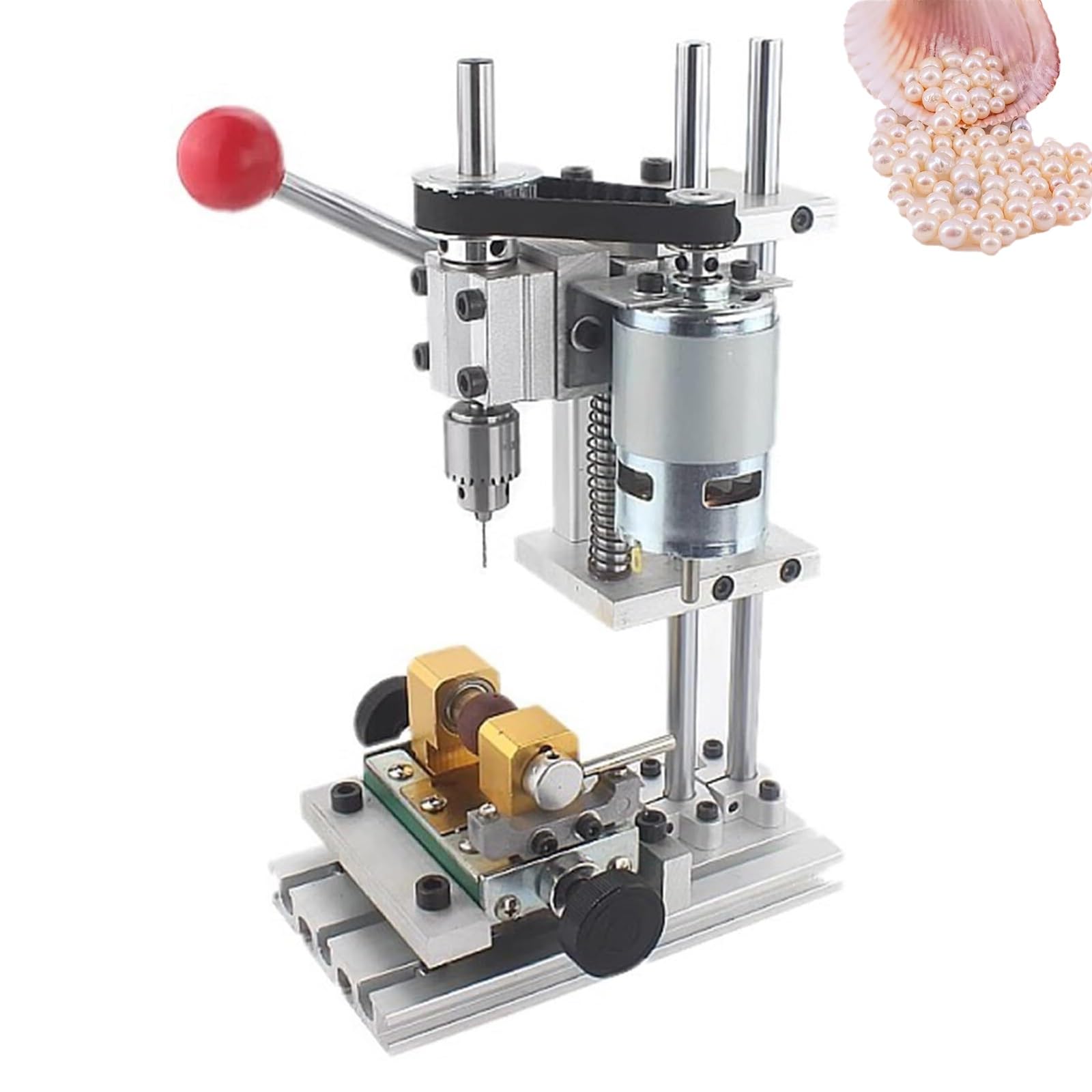 Trapano a colonna elettrico da 960 W, mini trapano per la lavorazione del legno, 7 velocità regolabili, silenzioso, supporto a colonna, macchina per foratura di perle per artigianato