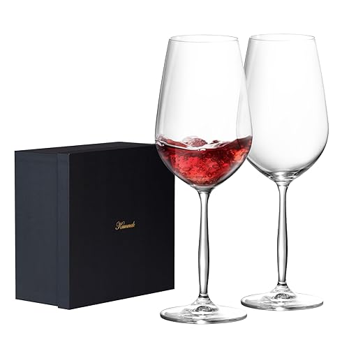 KAMMAK Wine Glasses Set of 2, 18.6 oz Hand Blown