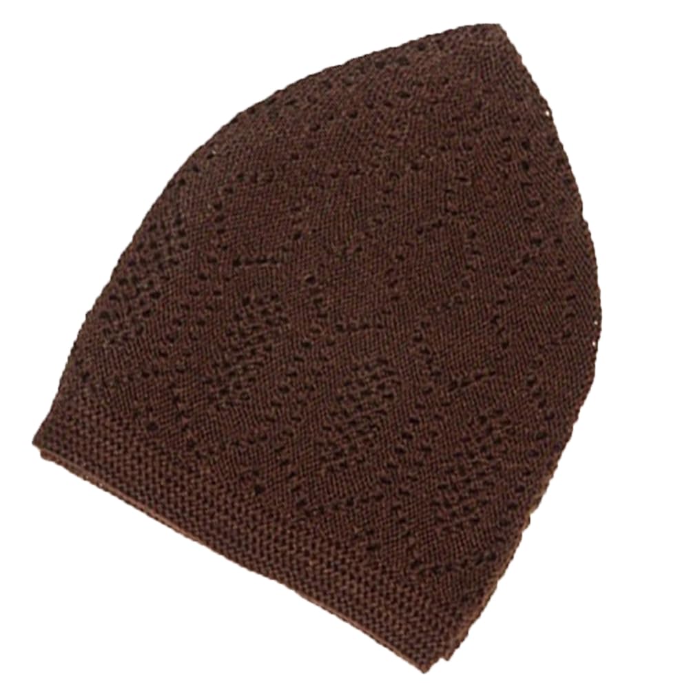 BML 3 x Men's Kufi Topi Skull Cap Muslim Islamic Prayer Cap Light Weight Breathable Head Wear Ideal Mosque Hat for Eid Ramadan Gift (Cotton, Brown)