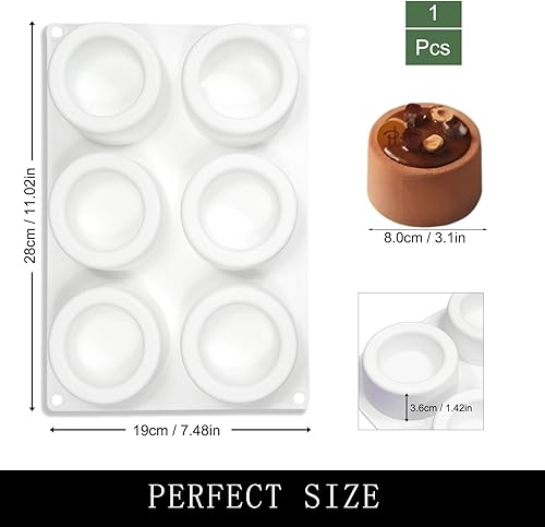 Miniatura 2 de Moldes grandes de silicona para chocolate, 6 cavidades redondas, moldes de vidrio para chupitos de hielo, galletas, dulces, postres, pudín y postre