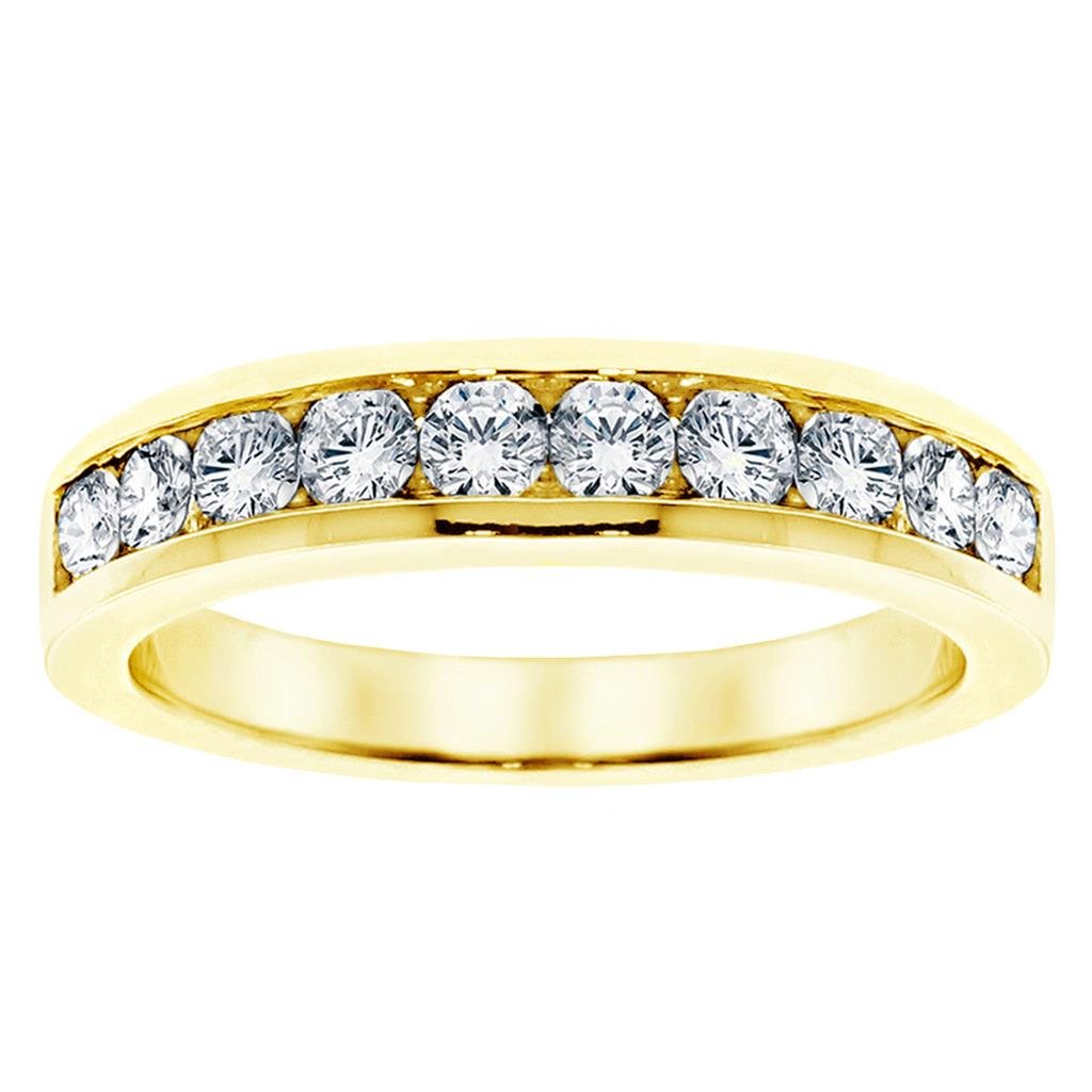 1.00 CT TW Channel Set Round Diamond Anniversary Wedding Ring in Yellow Gold