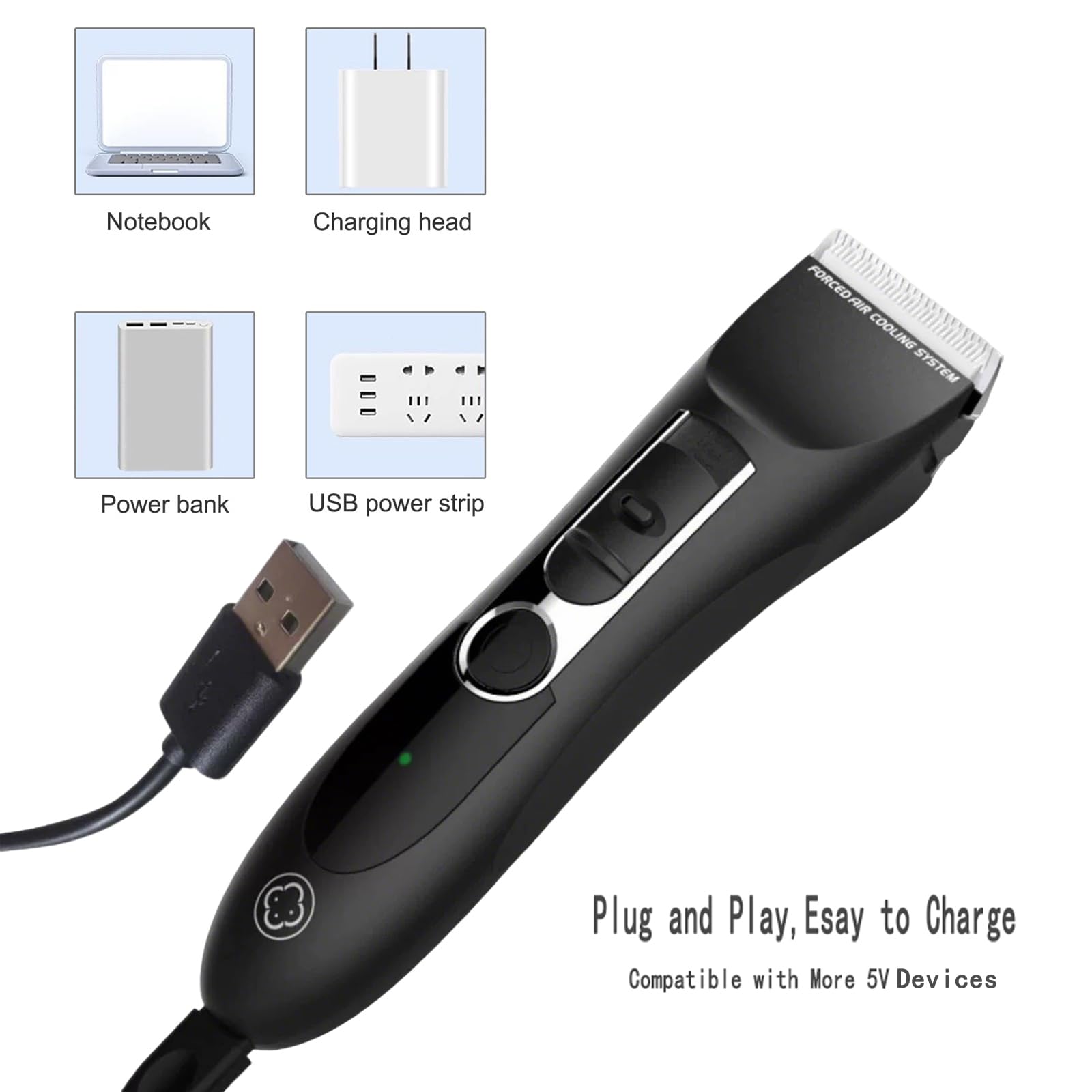Cavo di ricarica USB per Hatteker, cavo di ricarica nero da 1,5 m, confezione da 2 | Cavo di alimentazione di ricambio adatto per regolabarba RFC-588 RFC-598 RFC-690 RFC-692 RFC-696 RSCX-7568 RSCX-9598