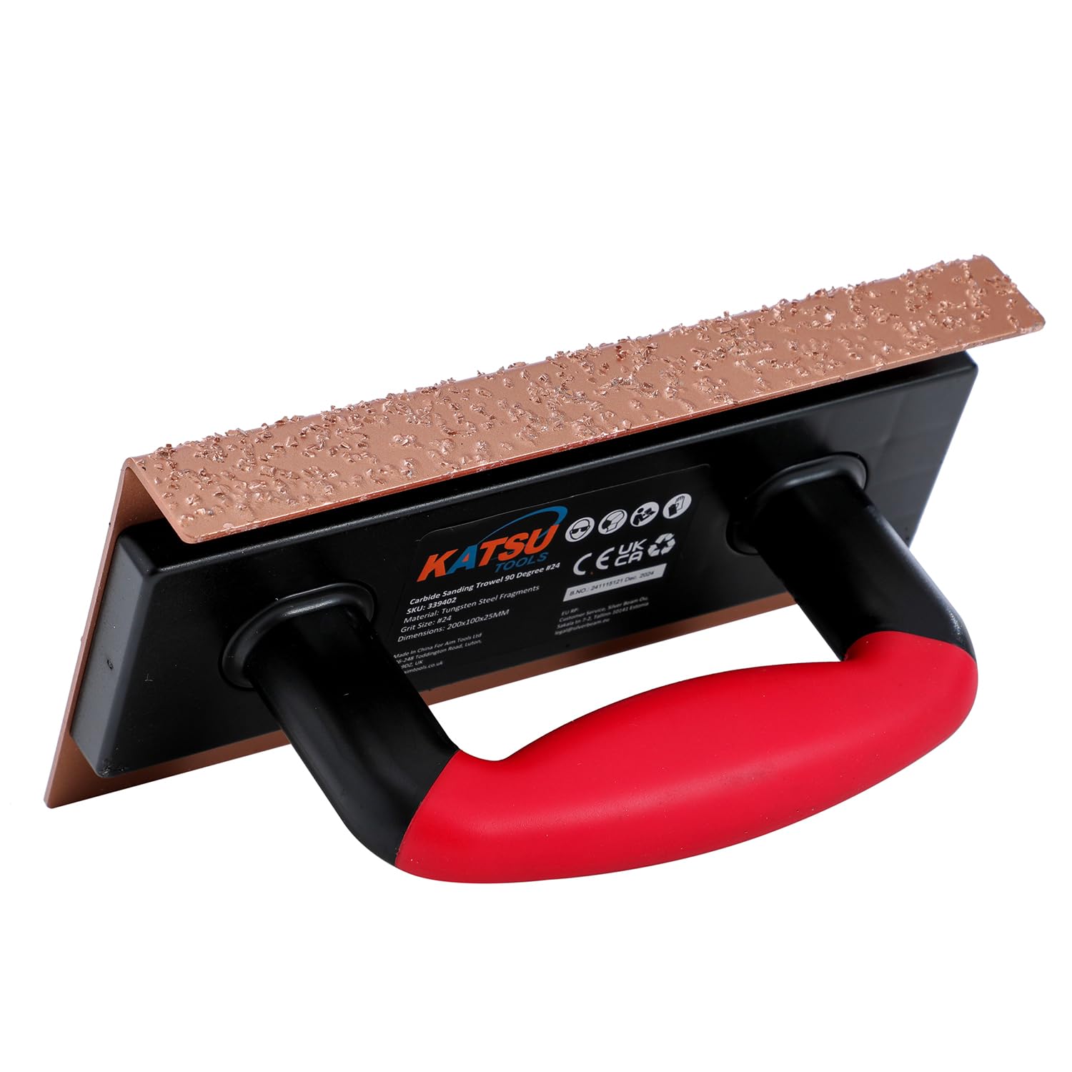 KATSU Tools Carbide Sanding Trowel 90 Degree 24 Grit, 200 x 100 x 25mm, Model 339402, #24 - Image 4