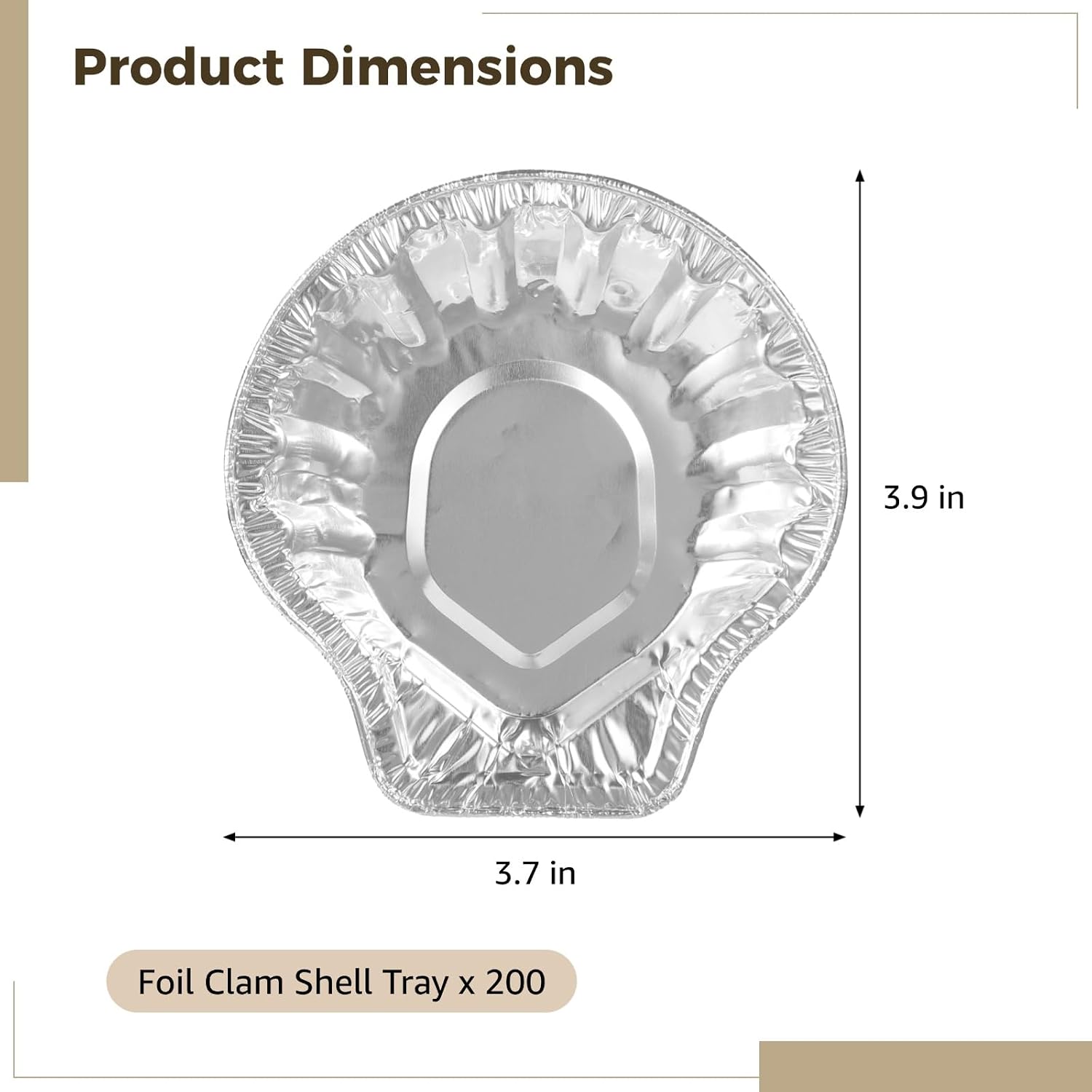 200 PCS Disposable Aluminum Foil Clam Shell Trays for Seafood, Mini Oyster and Scallop Shell Pans, Perfect for Barbecue, Baking, and Catering