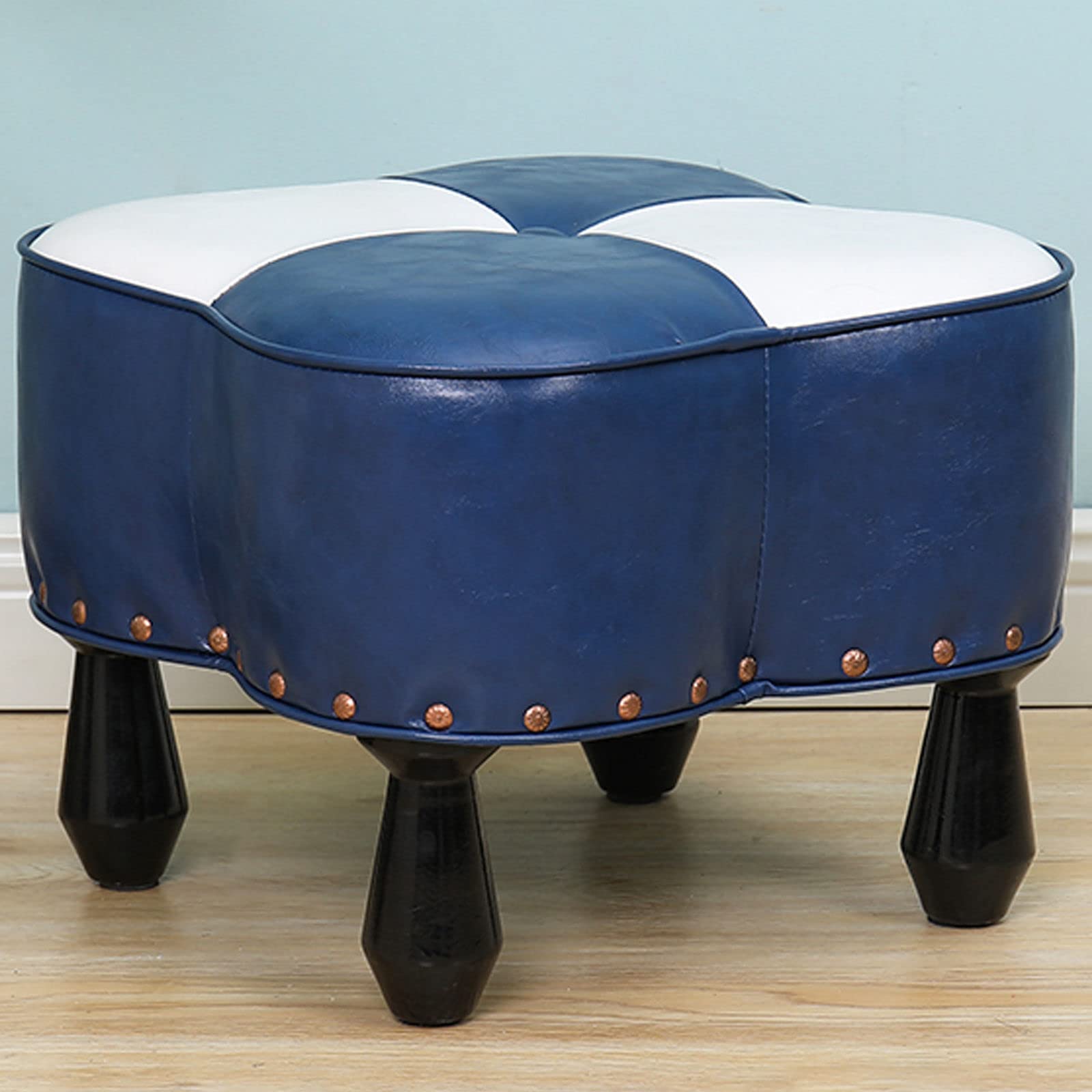 Repose-Pieds en Cuir Ciré 36cm Pouf Rembourré pour Salon