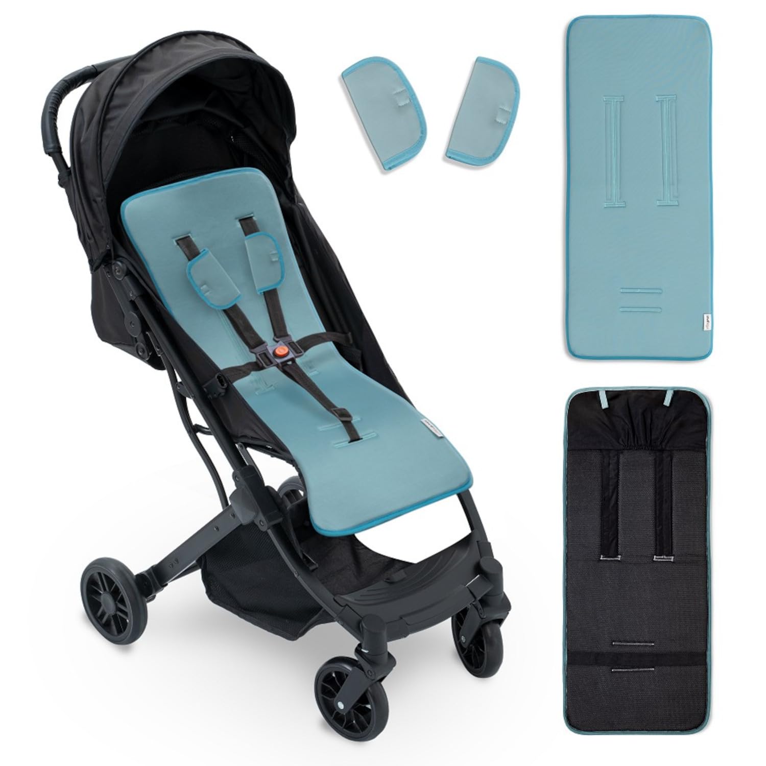 Colchoneta Silla Paseo Universal Funda Carrito Bebe Transpirable Primavera Verano Ligera Ajustable – Regalo Recien Nacido Niña/o BabyShower Diseño Leon — view 9