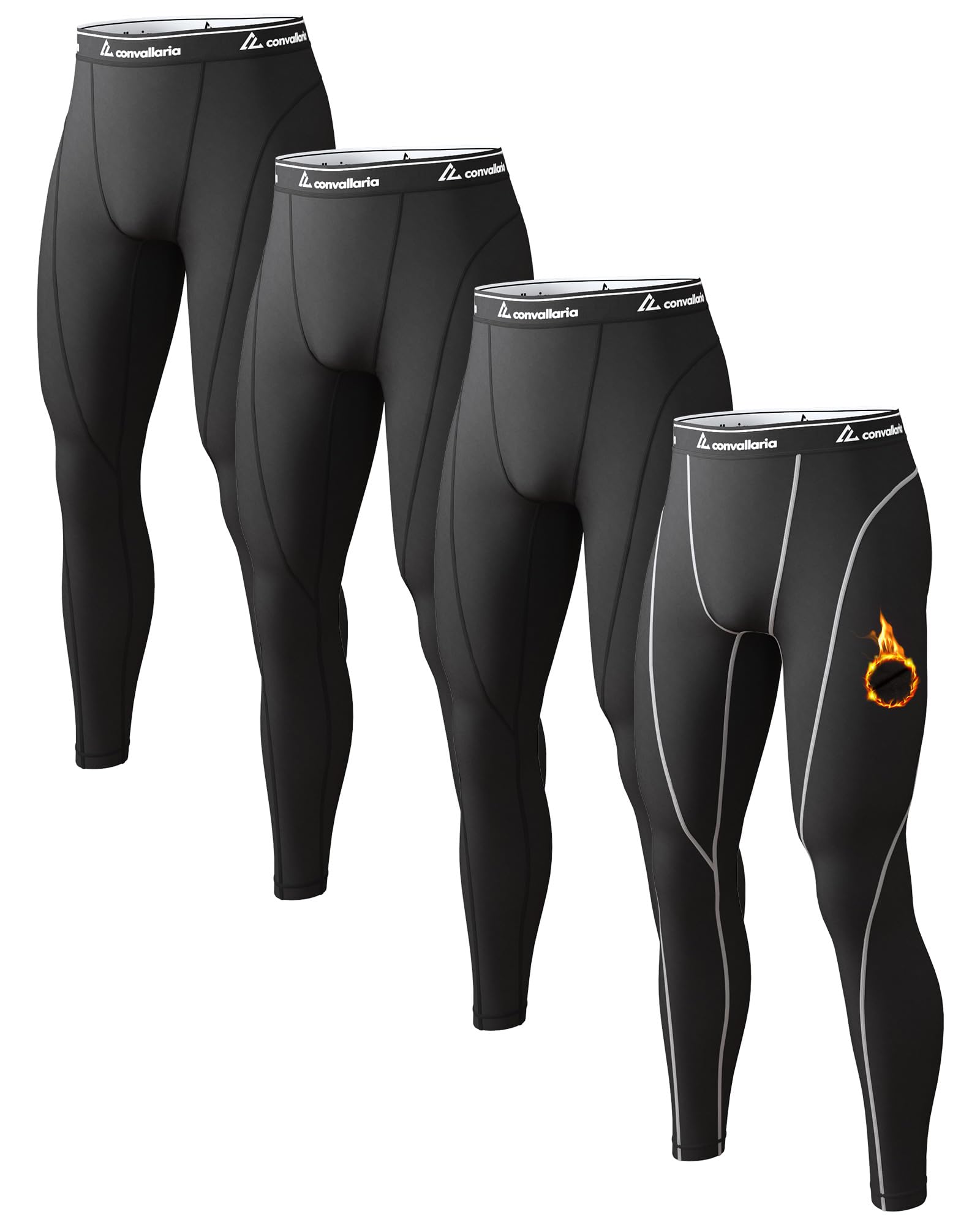 1 2 4 Pack Men's Thermal Pants Fleece Lined