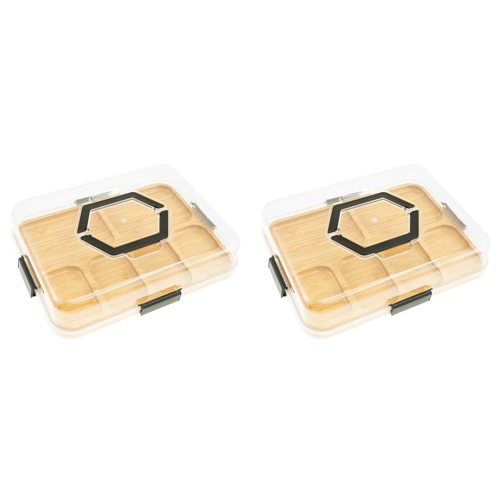 Hndhbfgrt 2X Charcuterie Board with Clear Lid, Travel Portable Cheese Board Charcuterie Boxes Cutting Boards