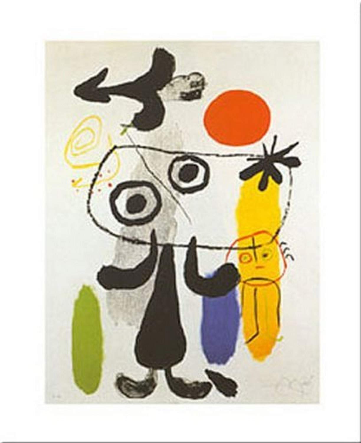 Figur Gegen Rote Sonne Ii by Joan Miro 39x28 Art Print Poster