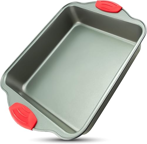 Miniatura 8 de Boxiki Kitchen Molde para pastel rectangular antiadherente de 9x13 - Bandeja para hornear duradera para delicias al horno y pasteles de hoja - Libre