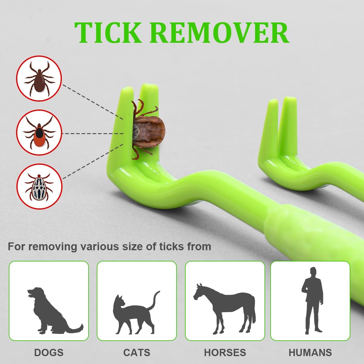 Crochet à Tiques en Plastique, 6PCS Piège à Tiques et Pince Tiques, Vert Accessoires Pince Anti Tiques pour Chien et Chat Supprime Tiques et Puces Facilement, pour Humain et Animaux
