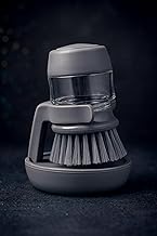 Top Chef Cleaning Brush Set with Soap Dispenser and Drip Tray - for Dishes, Pots, Pans, and Kitchen Sink Cleaning (Grey)