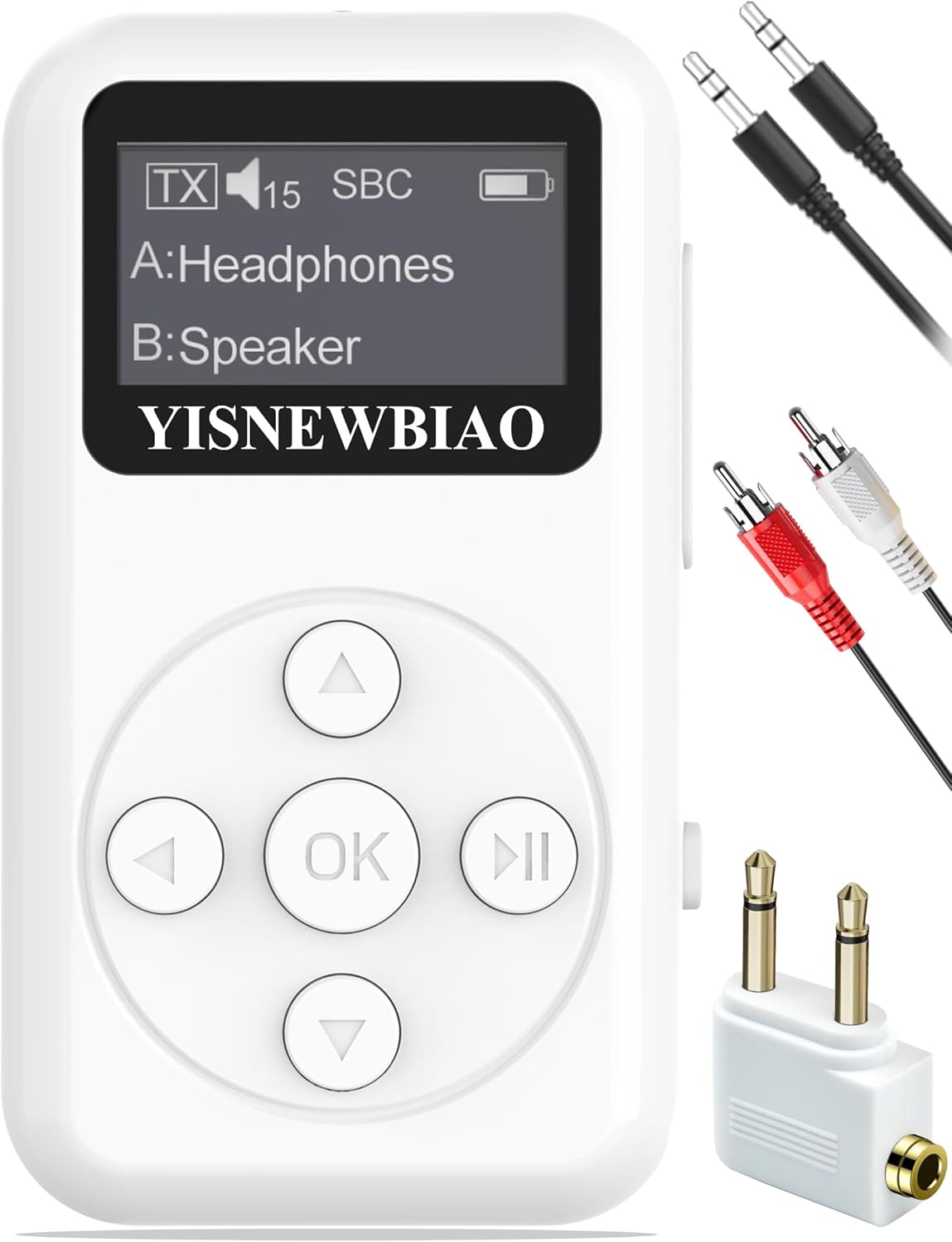 Bluetooth Transmitter Receiver for TV with OLED Display, AptX Low Latency Airplane Bluetooth Adapter for Headphones Airpods, RCA 3.5mm Audio Jack Wireless Adapter for TV