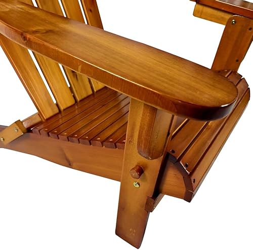 Miniatura 9 de Foldable Wooden Adirondack Chair for Outdoor and Indoor Use, Comfortable Lounge Design with Wide Seat and Armrests, Oak Finish (Oak + Wood)