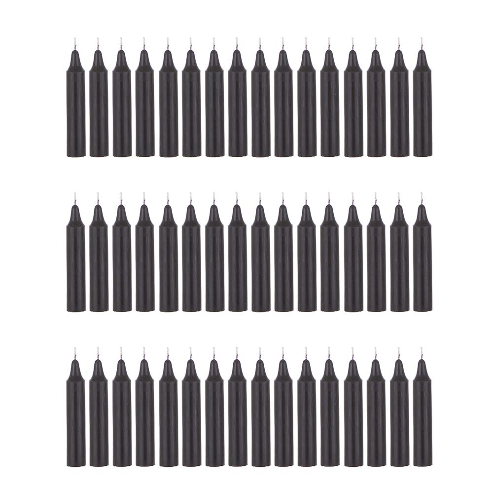 Mega Candles 48 pcs Unscented Straight Black Taper Candles, Hand Poured Wax Candle 5 Inch x 3/4 Inch, Home Décor, Wedding Receptions, Centerpieces, Birthdays, Celebrations, Romantic Events, Holders