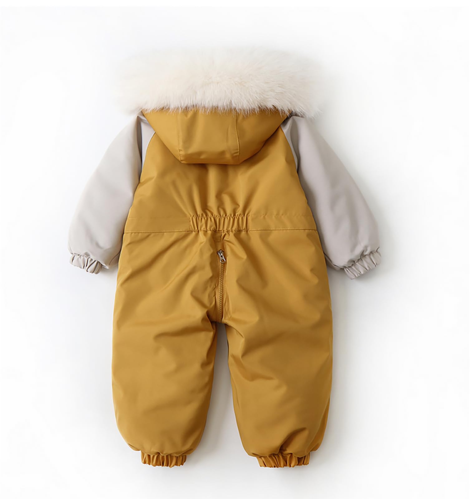 Traje de nieve para niños, invierno, bebé, niña, niño, 12 meses-4 años, acolchado con capucha, abrigo de piel, color sólido con cinturón, traje de esquí, chaqueta cálida