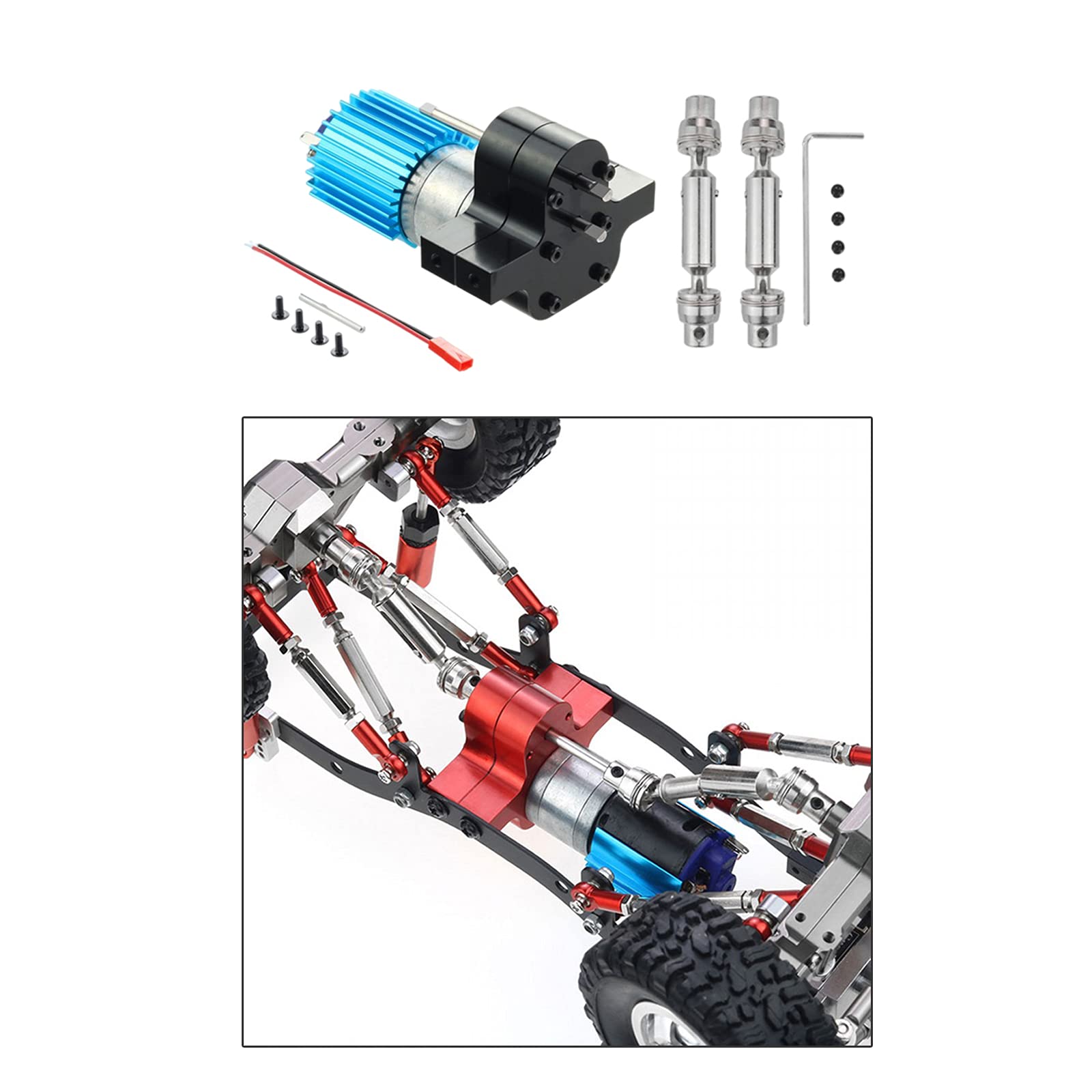 Eje de Transmisión Metálico para Coche RC, Motor 370, Soporte de Motor de Aleación de Aluminio, Disipador de Mecanizado por CNC, Negro