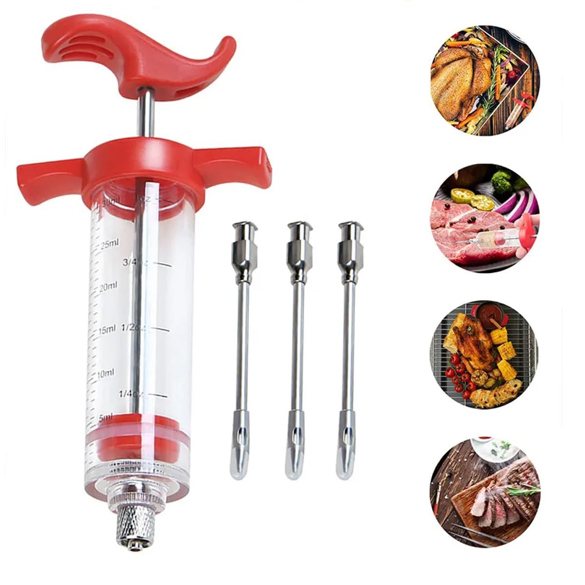 Siringa Per Marinatura Carne - Kit Con Ago, Tubo Baster E Spazzole, Acciaio Inox, Per BBQ - Foto 5