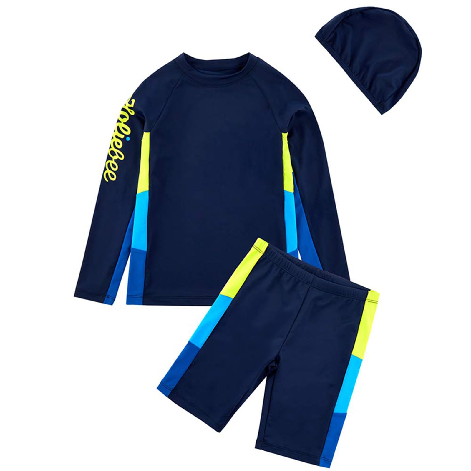 Traje de baño de manga corta para niños, 2 piezas, protector solar, traje de baño para niños de 4 a 14 años