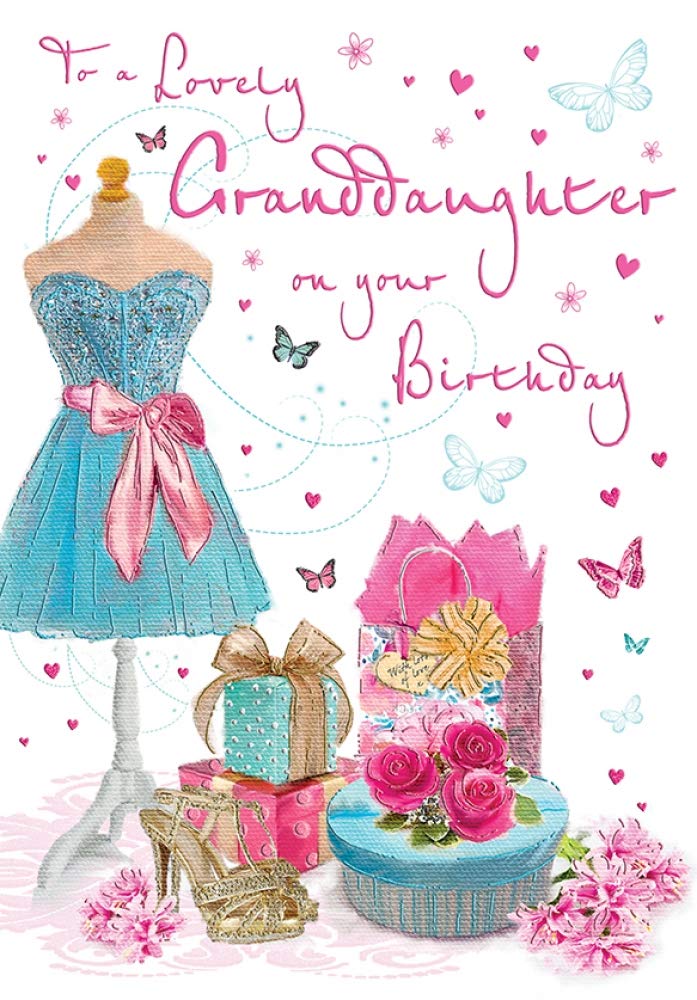 To A Lovely Granddaughter On Your Birthday Medium Card 15x25cm (6x9inches)
