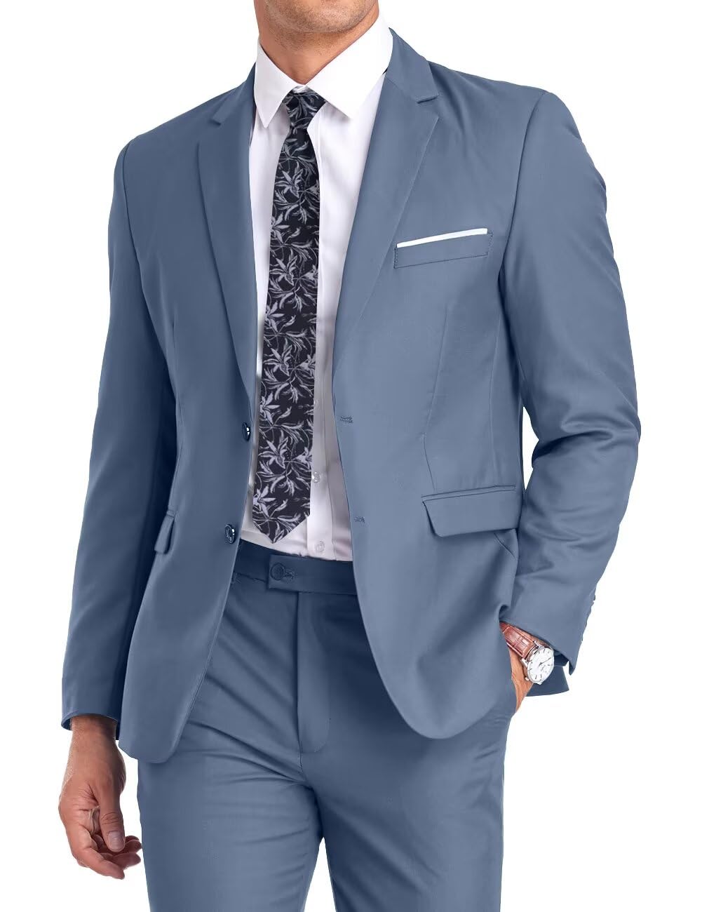 fxzpiodi Mens Suit Slim Fit 2 Piece Suit,Two Button Solid Business Wedding Tuxedo Suit for Prom Suit Jacket and Pants-picture-29