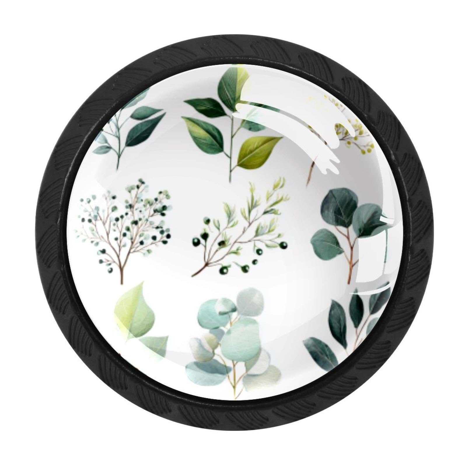 CHENZZZZ 4 Pack Leaves Branches Berries Eucalyptus (1) Drawer Knobs Cabinet Knobs Crystal Glass Knobs Pulls Handles for Kitchen Cabinet Hardware Cupboard Door Dresser Wardrobe Home Decor
