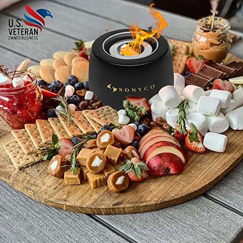 Sonyco Concrete Tabletop Fire Pit, Mini Fire Pit Bowl, Smokeless Indoor Fire Pit, Table Top Fireplace For Home Decor, Patio & Outdoor (Black) #TOP1