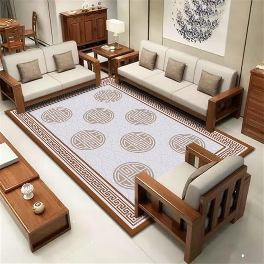 Tapis géométrique gris 140x200cm vintage et antidérapant pour déco de chambre