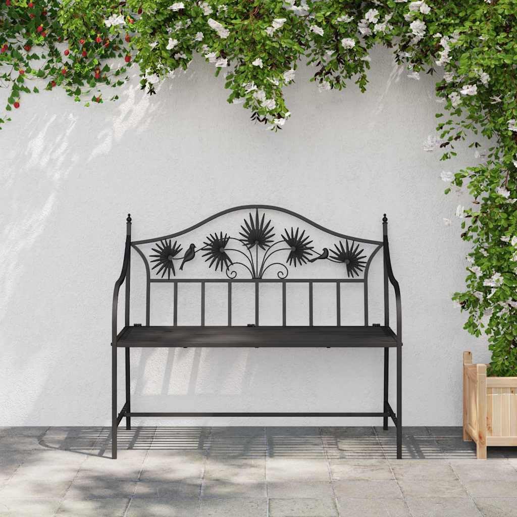 Fengshui Ławka ogrodowa stalowa czarna 104 x 52,5 x 89 cm