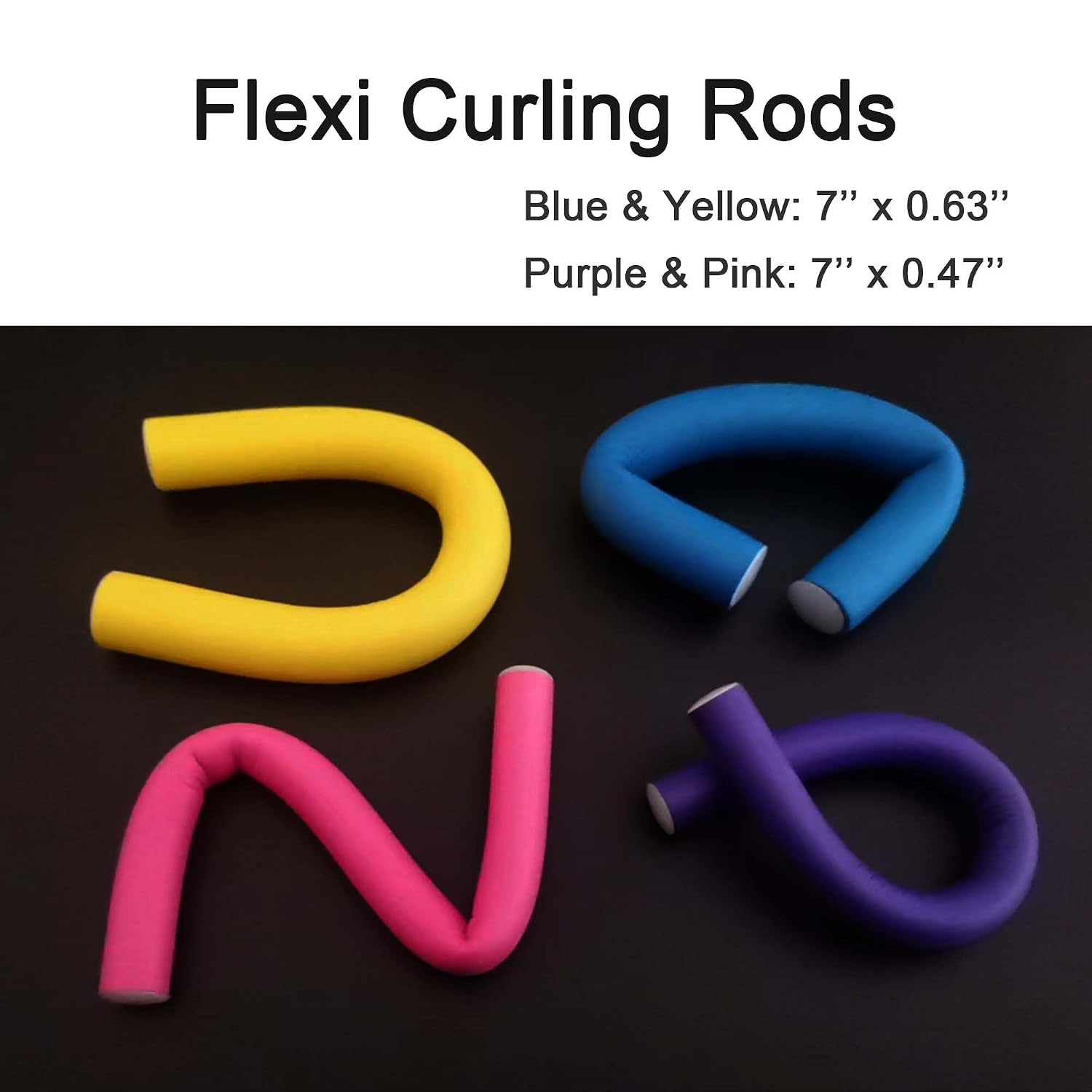 36Pcs Flexible Hair Rollers and Curlers Set - 7" 0.63" & 0.47" Bendable Soft Foam Rods for Heatless Curling Short & Long Hair