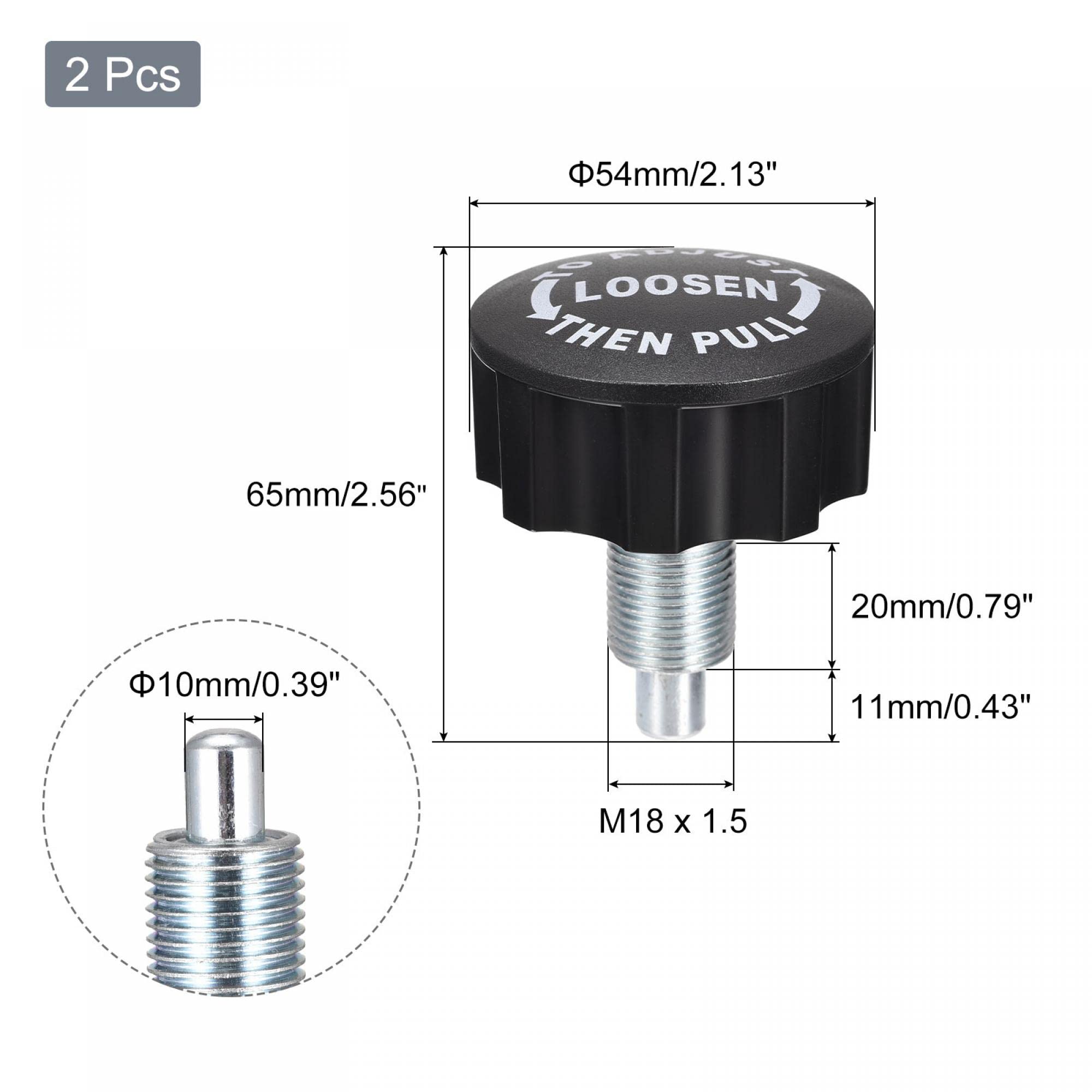 uxcell M18 Pull Pin Spring Knob Replacement Parts for Home Fitness Height Adjustment Screws Equipment Black 2pcs