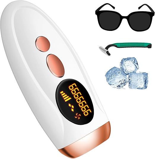 Epilatore Luce Pulsata IPL, Epilazione Laser con Funzione di Raffreddamento, 500.000 Flash, 5 Livelli di Energia, Epilazione Indolore per Donna e Uomo, Viso, Corpo, Ascelle, Bikini