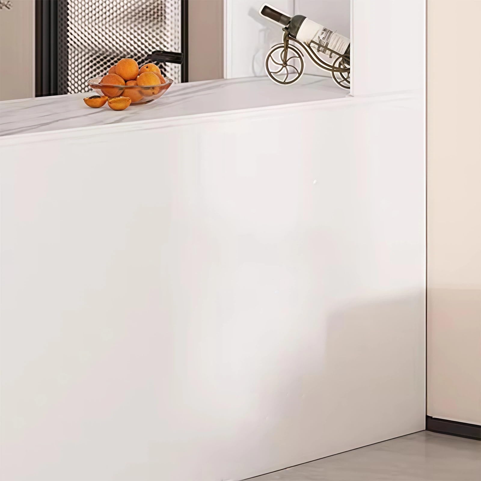 Zf9tBw5sH Unità cucina ad isola Credenza bianca ad isola con piano in pietra sinterizzata, 2 cassetti e ante