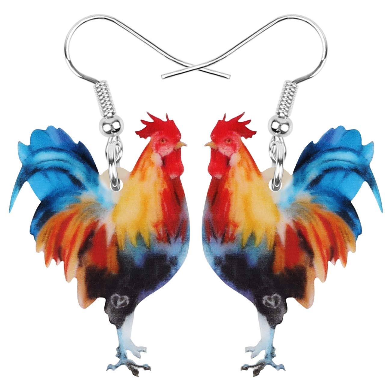 SHIGIE Orecchini natalizi in acrilico colorato a forma di gallo