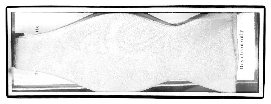 Vesuvio Napoli SELF TIE Bow Tie WHITE Color PAISLEY Design Men's BowTie