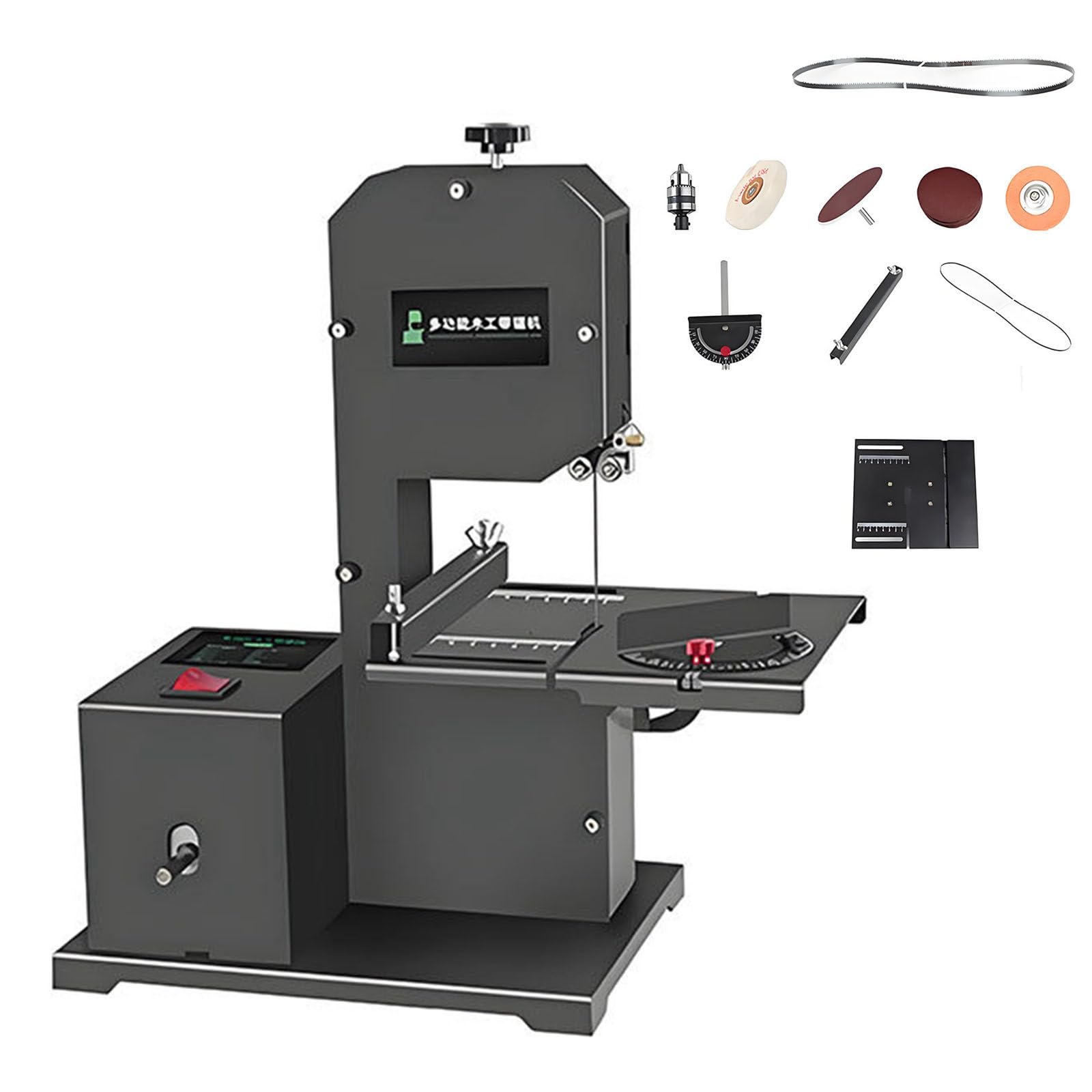 Ymnogjie Multicolor 800W Professional Benchtop Bandsaw For Small Workshops | 70Mm Cutting Height,90Mm Throat | Curves + Straight Cuts | Tilting Metal Table (0-45°) | Wood Cutting Machine