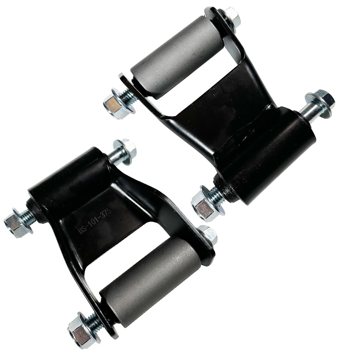 Rear Leaf Spring Shackle Bracket Hanger Kit For Ford F150, F250, F350, Bronco - Lifetime Warranty, Black Finish 7 thumbnail image