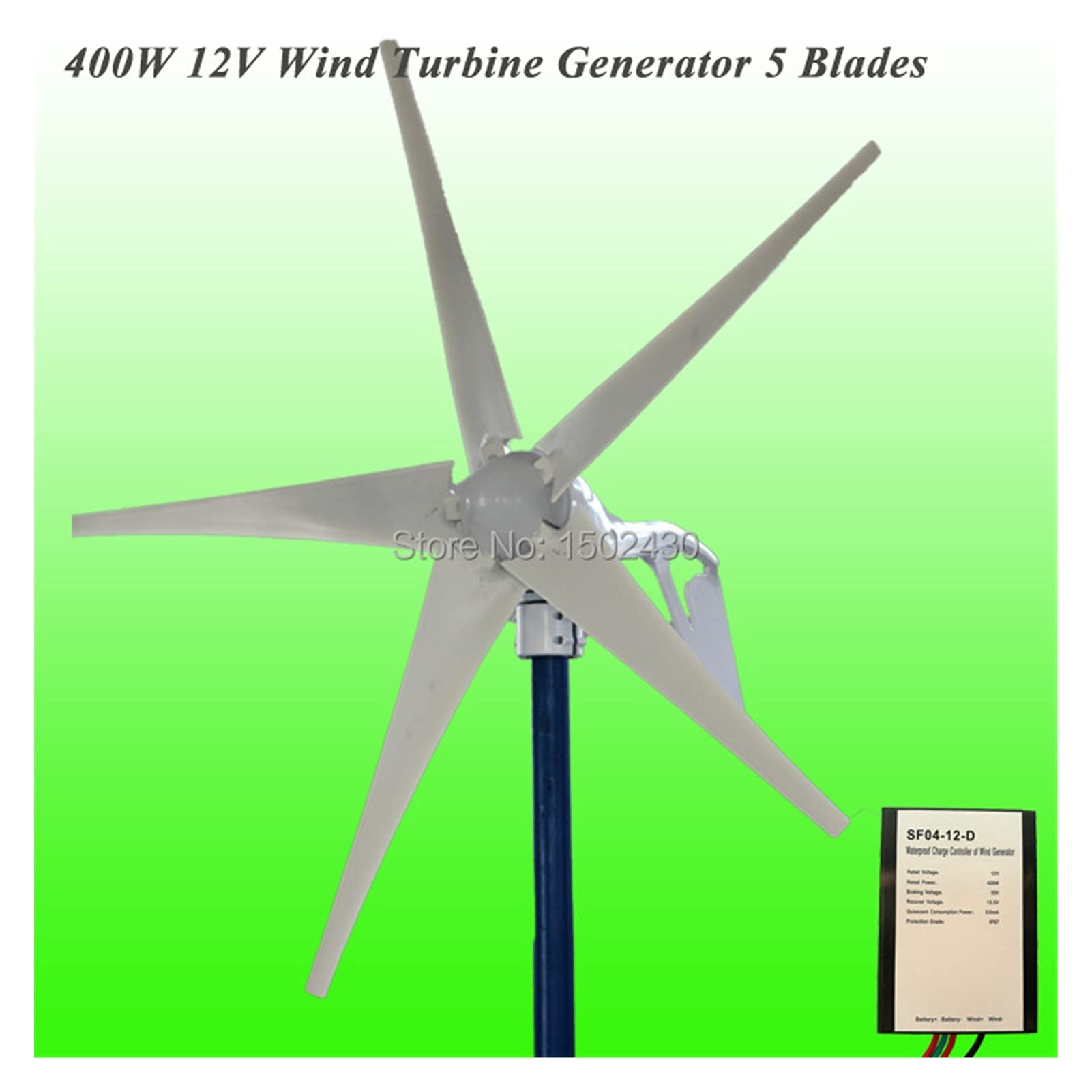 Magnes stały Generator wiatru z prostownikiem 5 sztuk DC12V / 24 V 400W Generator wiatru(Without Controller,3 BLADES_12)