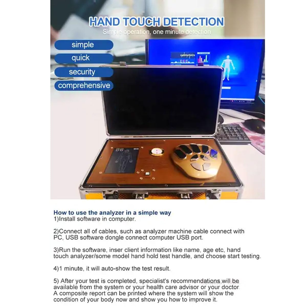 COYEUX Quantum Health Body Analyzer, Inteligentny detektor dynamicznych komórek ludzkich meridianów do szybkiego i dokładnego testowania zdrowia fizycznego dla wszystkich systemów Windows