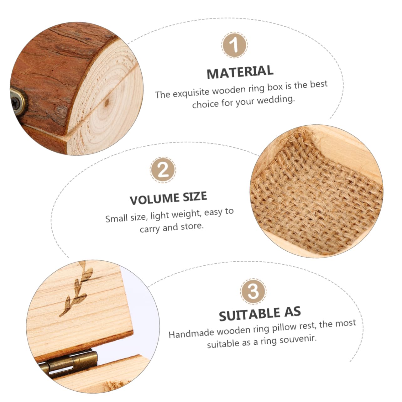 GALPADA 2pezzi Scatola Portafedi Legno Rustica Per Matrimonio Elegante Contenitore Per Anelli Accessorio Nuziale Durevole e Delicato Per Cerimonie e Feste Di Fidanzamento