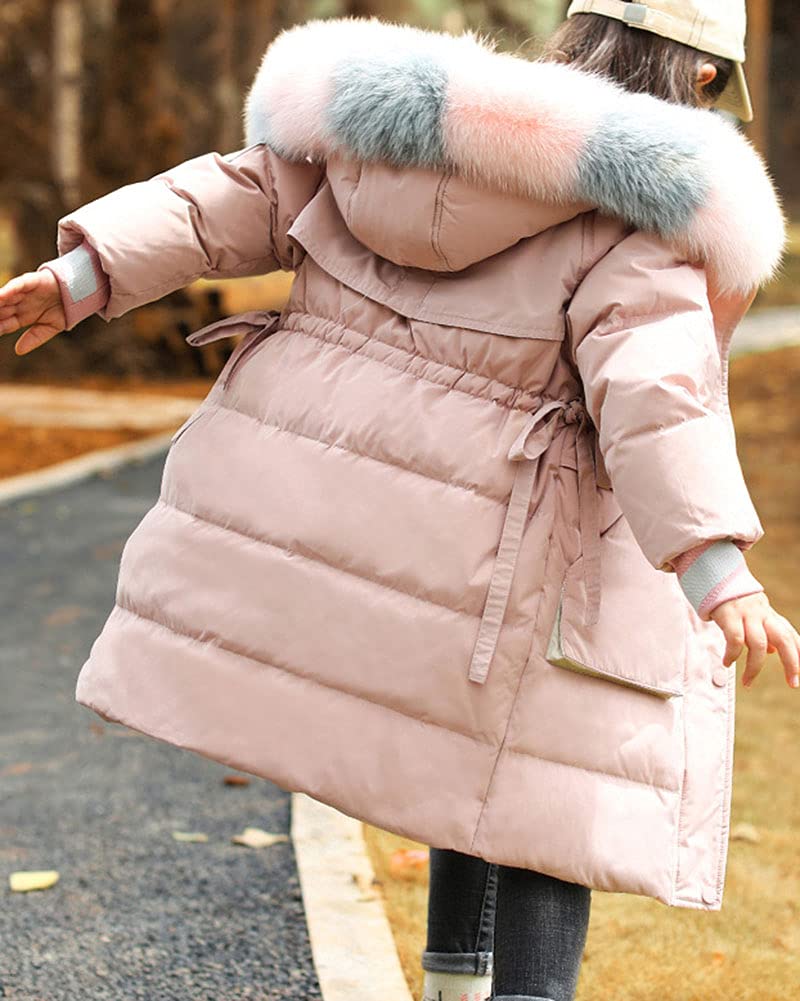 Abrigo para Niña con Capucha de Pelo Sintética, Largo, Chaqueta de Invierno Plumífero Acolchado Ropa Caliente Parka Calido A Prueba de Viento