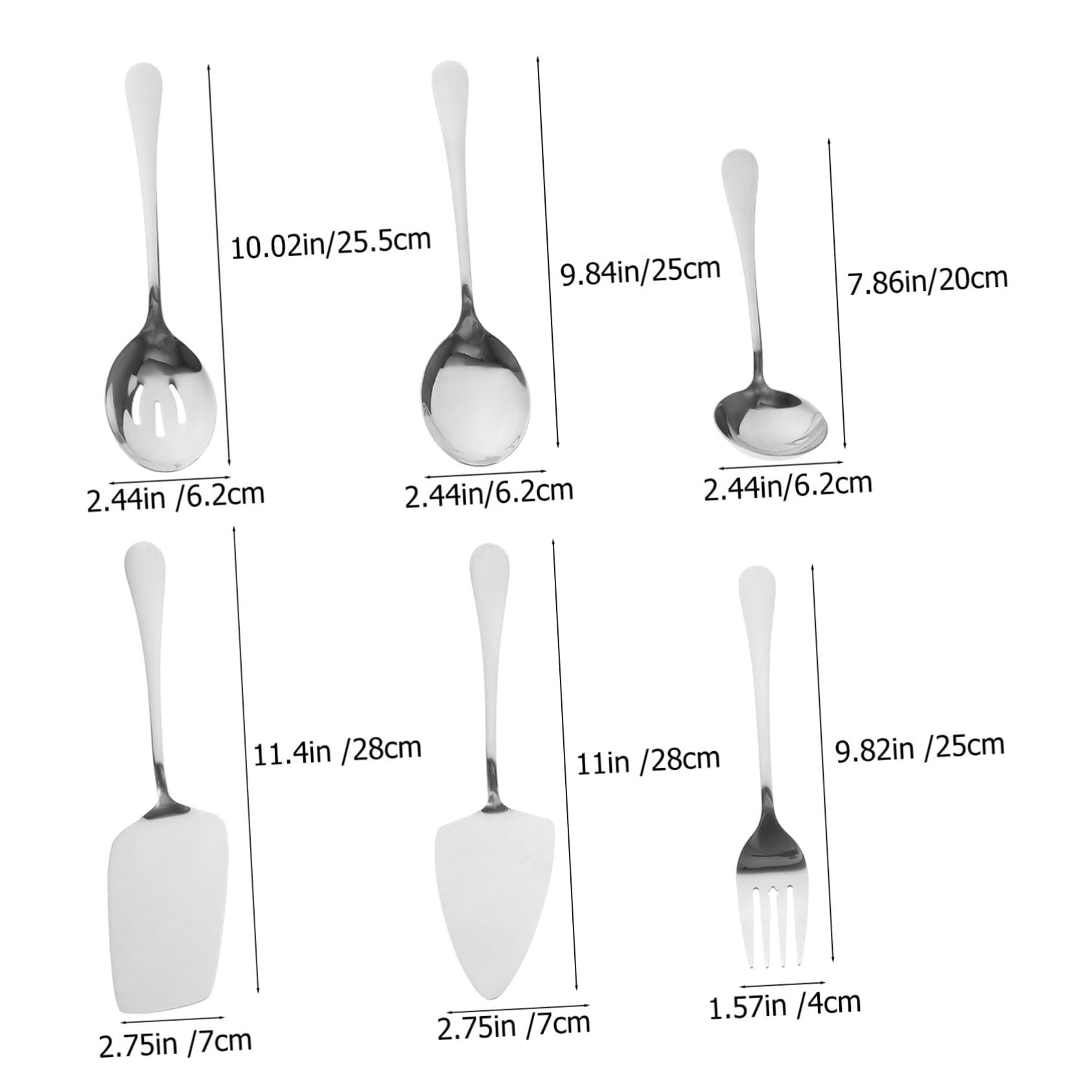 PLAFOPE Set di Posate 6 Pezzi in Acciaio Inossidabile da Portata Cucchiai e Forchette Eleganti Resistenti e Lucidati, per Feste e Buffet in Famiglia
