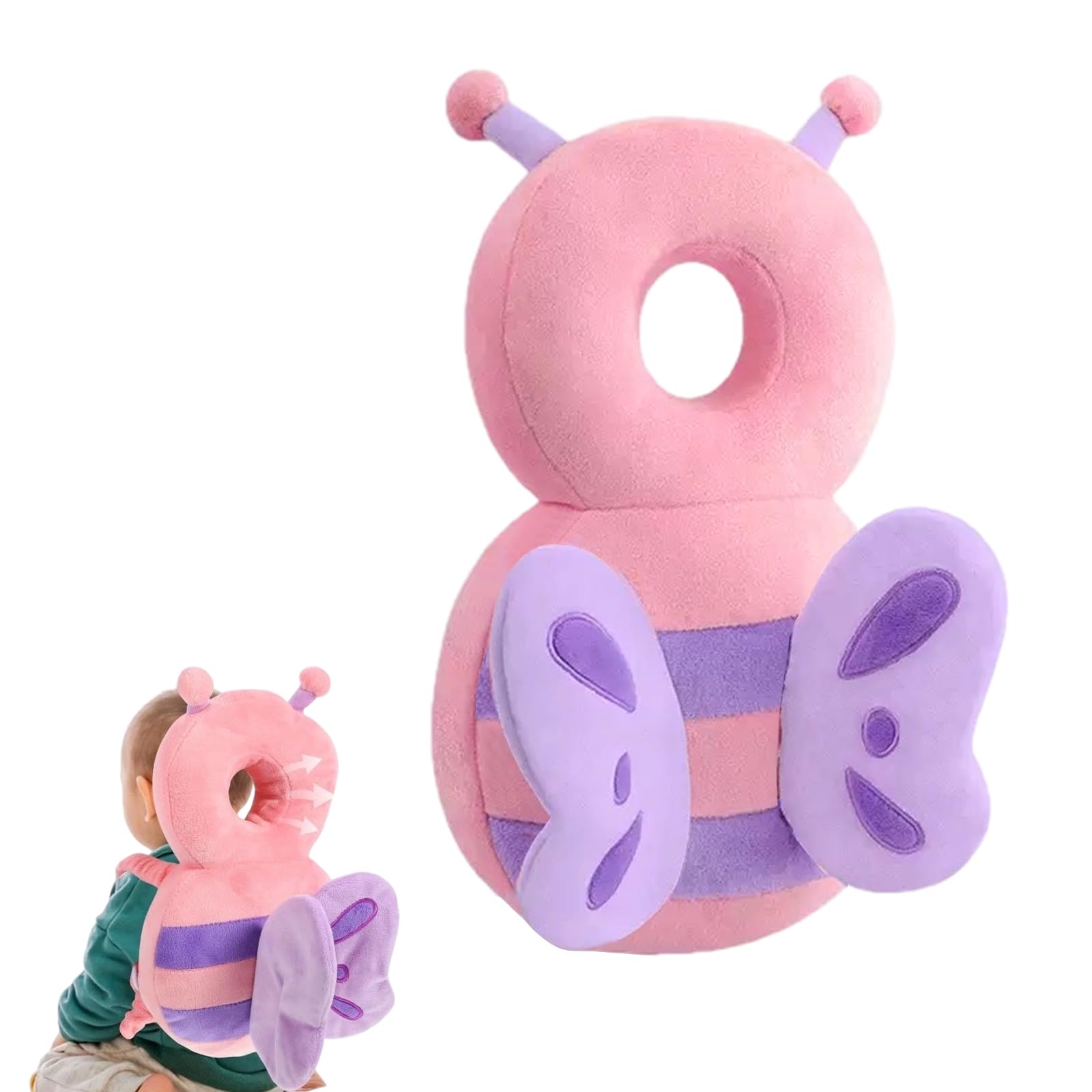 Zaino protettivo per la testa del bambino, cuscinetti di sicurezza regolabili per imparare a camminare, zaino per protezione della testa per bambini da 4 a 24 mesi che gattonano, farfalla in peluche