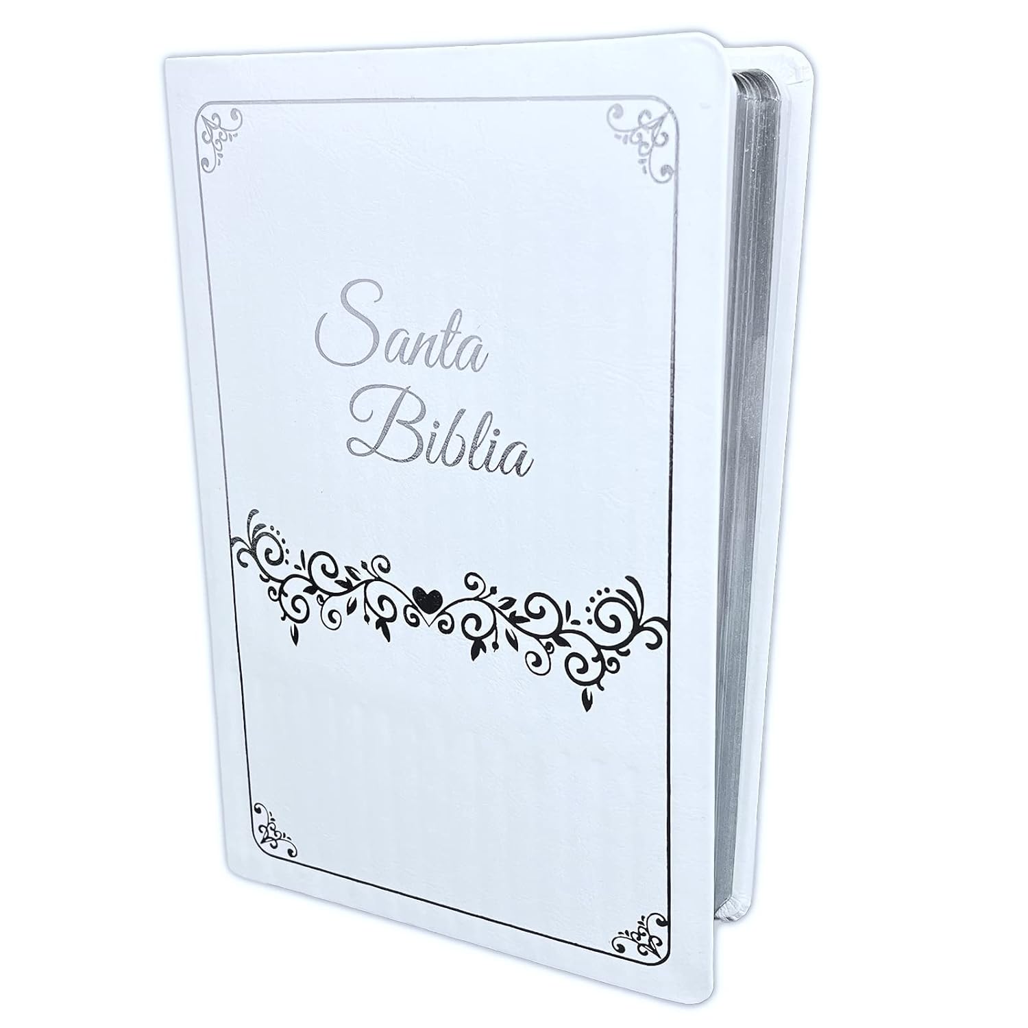 Biblia para Boda Letra Gigante RV1960 imit. piel manual, blanco con letras plateadas para novios      Imitation Leather – November 1, 2021