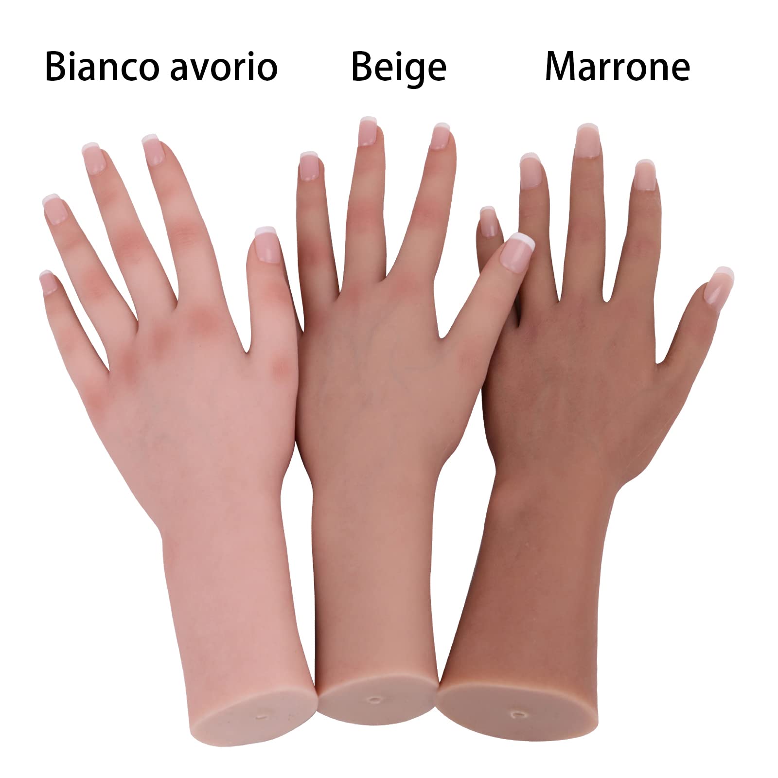 Mano Femminile in Silicone a Grandezza Naturale per Esposizione Gioielli - Manicure Pratica con Scheletro, Bianco Avorio (1 Pezzo)