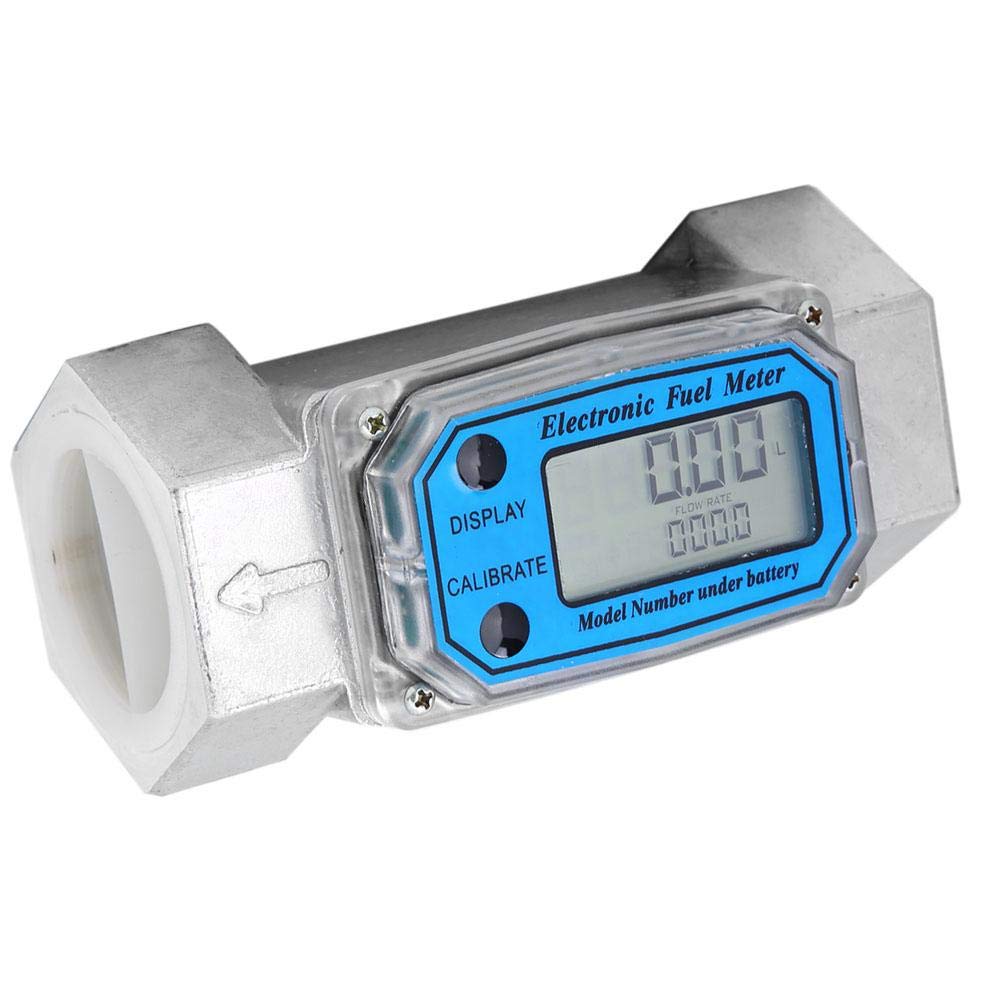 Turbinen-Durchflussmesser Mit 1,9 Cm NPT-Anschluss – Für Diesel, Kerosin, Wasser & Mehr – Digitales LCD, Alu/Edelstahl, Messbereich 2–50 L/min – Für Rohrleitung Oder Mobilen Einsatz