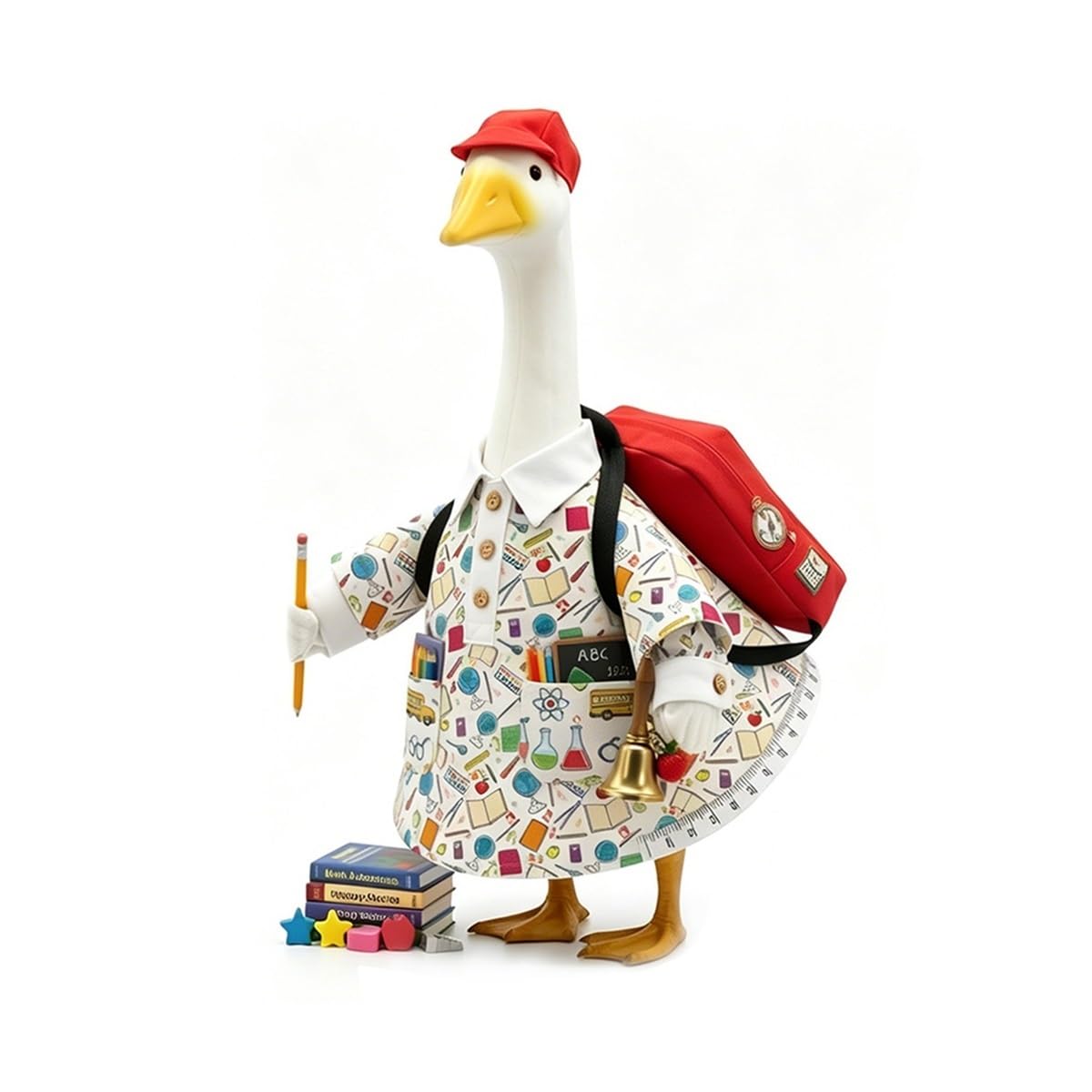 Eowstar Pencil Theme Porch Goose Costume, Easy On School Season Statue Decor(Whiteruler)