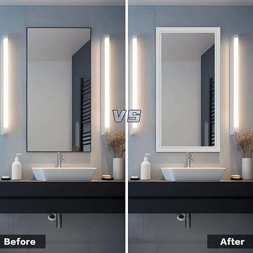 Miniatura 4 de WADILE Moldura de corona de 180 x 3.1 pulgadas, borde flexible para pared, líneas de marco de moldeo de espejo autoadhesivas, zócalo de techo de