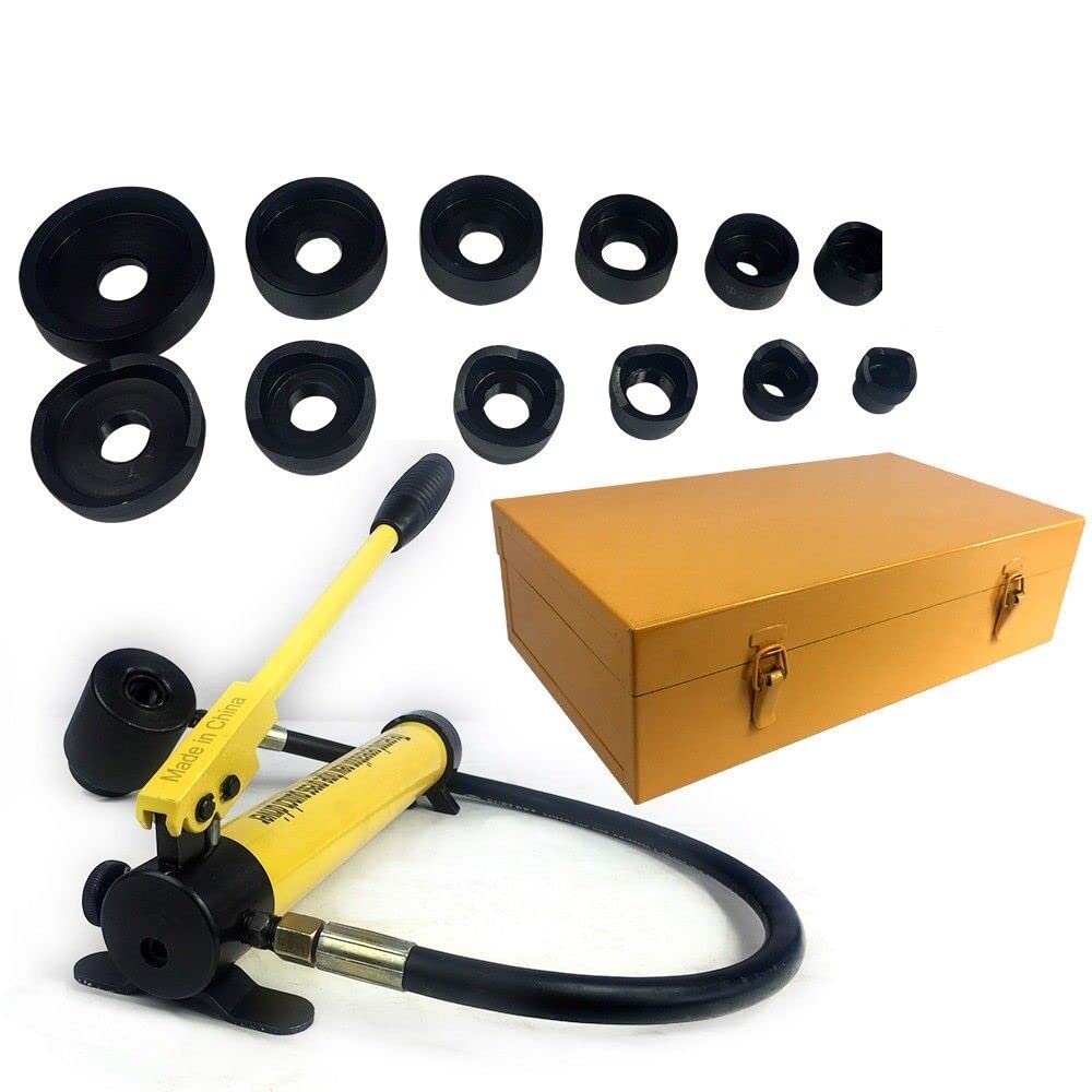 8T Juego de sellos hidráulicos de impacto, perforadora de chapa, perforadora hidráulica manual, 22-60 mm, bomba hidráulica, adecuado para muchos materiales como aluminio, acero y plástico
