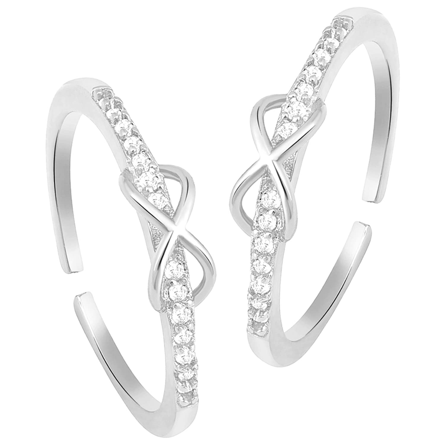 Cubic Zirconia Studded Adjustable Toe Ring Stylish Bichiya Fancy Daily Regular Jewellery for Women